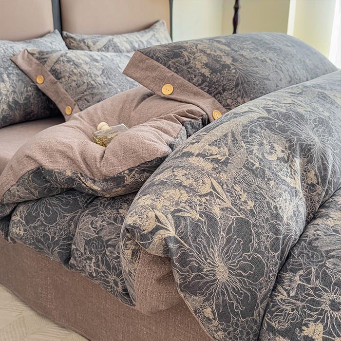 丝芙妮家居（原乐视家纺） 2025新款原麻纽扣款四件套 曼丽·纽扣款