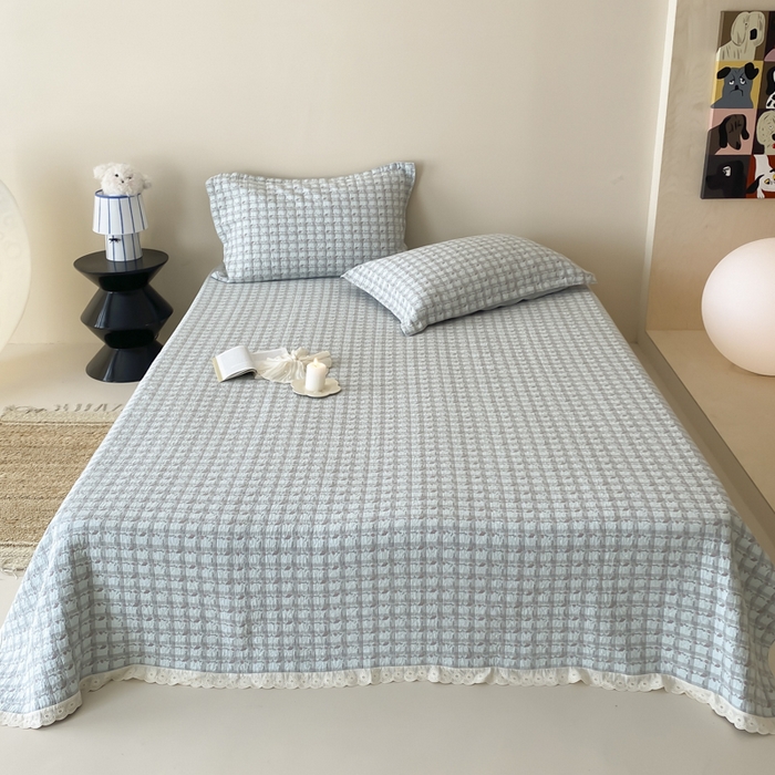 麻依 2025新款安心棉四层纱布床盖三件套 伊慕