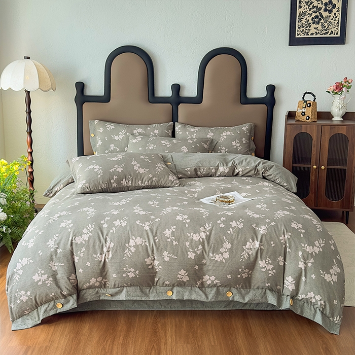 91家纺网 家纺一手货源 找家纺 丝芙妮家居（原乐视家纺） 2025新款原麻纽扣款四件套 清水欢·纽扣款