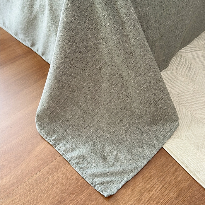 91家纺网 家纺一手货源 找家纺 丝芙妮家居（原乐视家纺） 2025新款原麻纽扣款四件套 清水欢·纽扣款