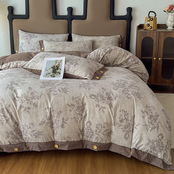 91家纺网 家纺一手货源 找家纺 丝芙妮家居（原乐视家纺） 2025新款原麻纽扣款四件套 森蔓·纽扣款