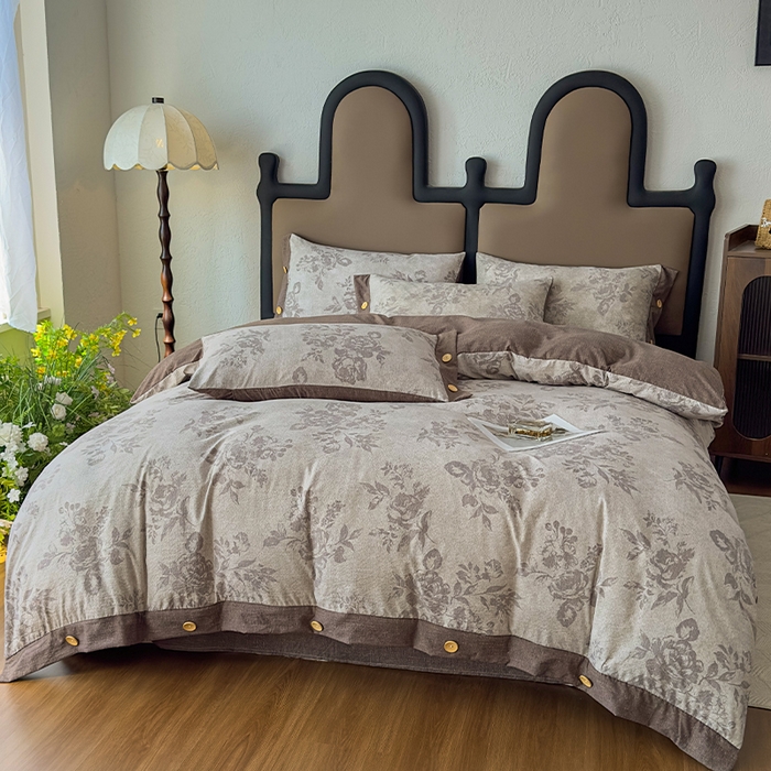 91家纺网 家纺一手货源 找家纺 丝芙妮家居（原乐视家纺） 2025新款原麻纽扣款四件套 森蔓·纽扣款