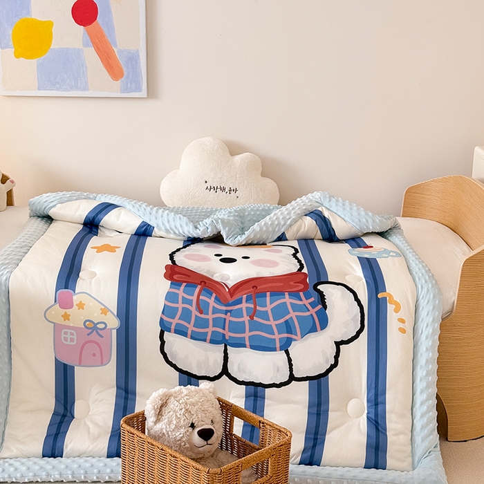 91家纺网 家纺一手货源 找家纺 嗨生活 2025新款针织棉豆豆被儿童豆豆被幼儿园豆豆被被子被芯 雪地狗