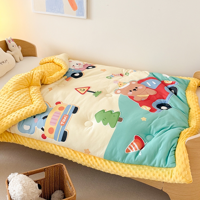 91家纺网 家纺一手货源 找家纺 嗨生活 2025新款针织棉豆豆被儿童豆豆被幼儿园豆豆被被子被芯 动物乐园