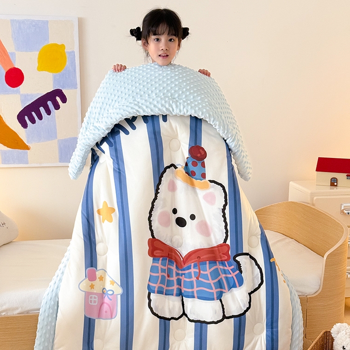 91家纺网 家纺一手货源 找家纺 嗨生活 2025新款针织棉豆豆被儿童豆豆被幼儿园豆豆被被子被芯 雪地狗