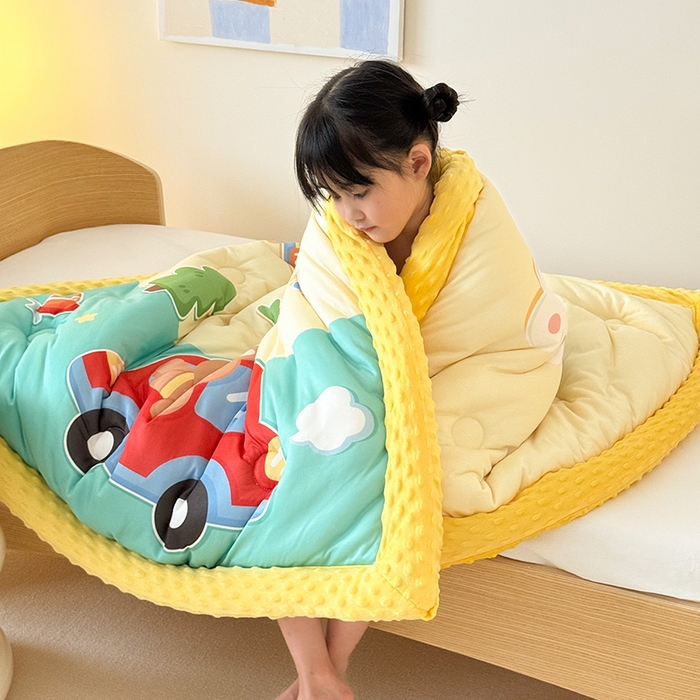 91家纺网 家纺一手货源 找家纺 嗨生活 2025新款针织棉豆豆被儿童豆豆被幼儿园豆豆被被子被芯 动物乐园