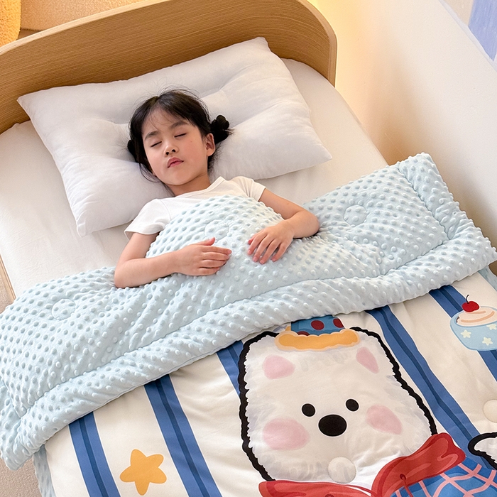 91家纺网 家纺一手货源 找家纺 嗨生活 2025新款针织棉豆豆被儿童豆豆被幼儿园豆豆被被子被芯 雪地狗