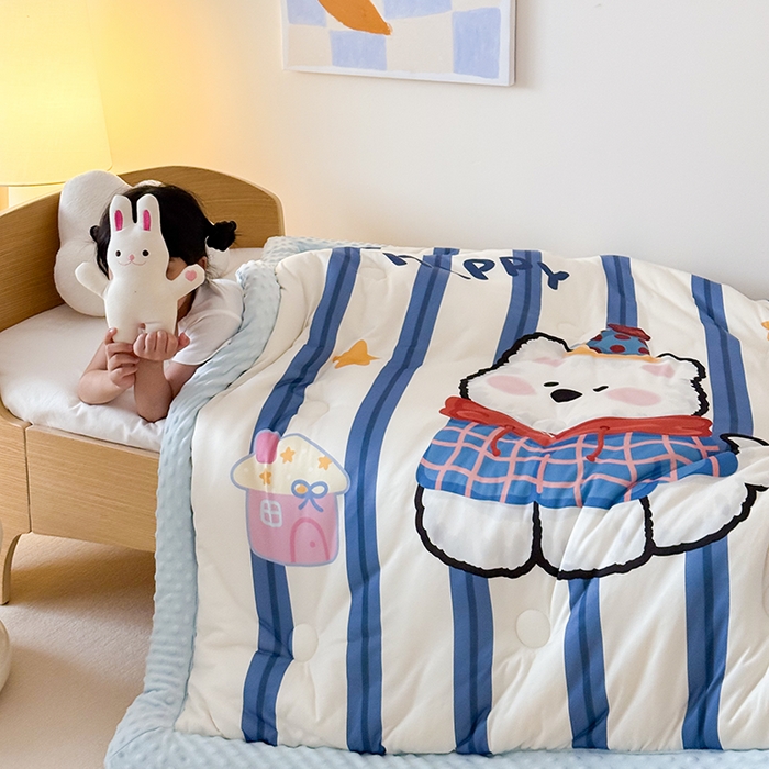 91家纺网 家纺一手货源 找家纺 嗨生活 2025新款针织棉豆豆被儿童豆豆被幼儿园豆豆被被子被芯 雪地狗