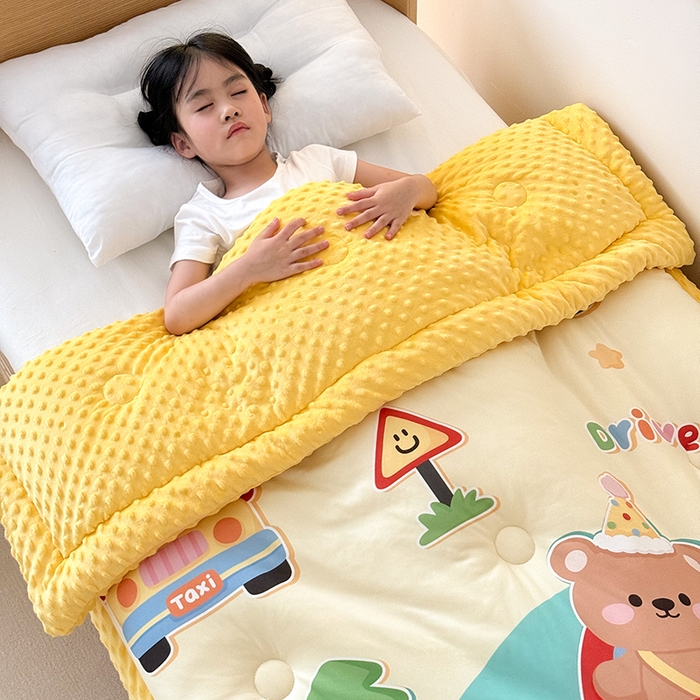 91家纺网 家纺一手货源 找家纺 嗨生活 2025新款针织棉豆豆被儿童豆豆被幼儿园豆豆被被子被芯 动物乐园