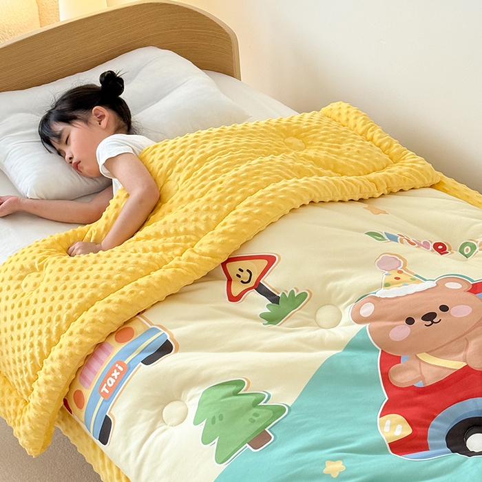 91家纺网 家纺一手货源 找家纺 嗨生活 2025新款针织棉豆豆被儿童豆豆被幼儿园豆豆被被子被芯 动物乐园