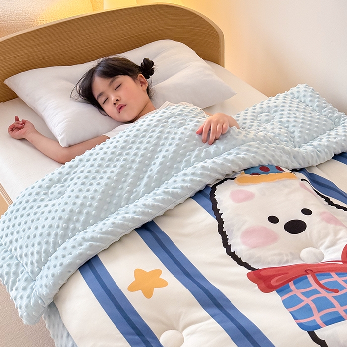 91家纺网 家纺一手货源 找家纺 嗨生活 2025新款针织棉豆豆被儿童豆豆被幼儿园豆豆被被子被芯 雪地狗