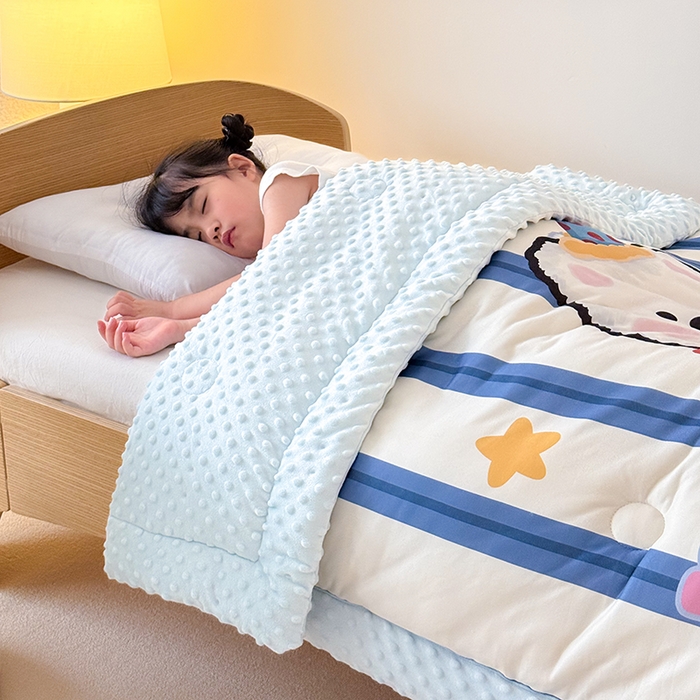 91家纺网 家纺一手货源 找家纺 嗨生活 2025新款针织棉豆豆被儿童豆豆被幼儿园豆豆被被子被芯 雪地狗