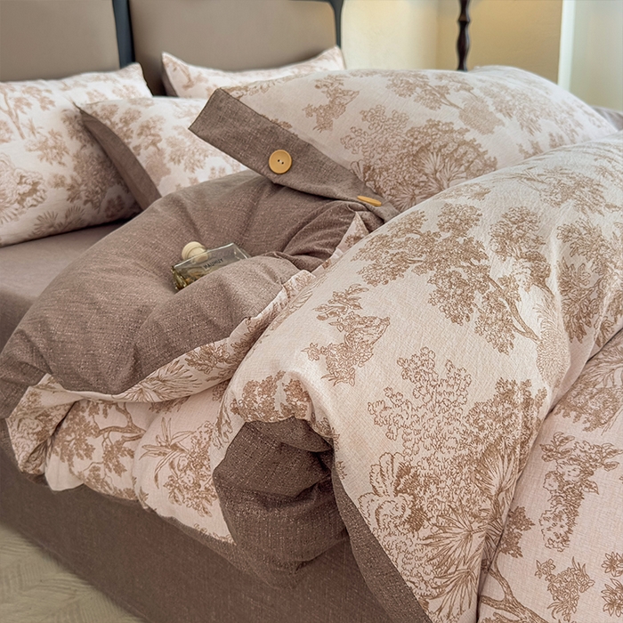 丝芙妮家居（原乐视家纺） 2025新款原麻纽扣款四件套 时宜·纽扣款