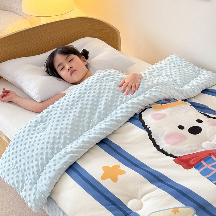 91家纺网 家纺一手货源 找家纺 嗨生活 2025新款针织棉豆豆被儿童豆豆被幼儿园豆豆被被子被芯 雪地狗