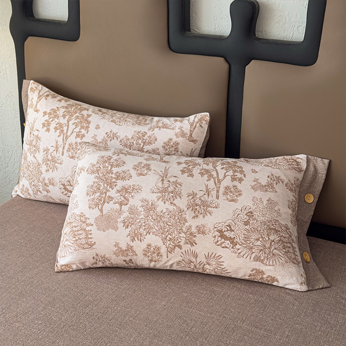 91家纺网 家纺一手货源 找家纺 丝芙妮家居（原乐视家纺） 2025新款原麻纽扣款四件套 时宜·纽扣款