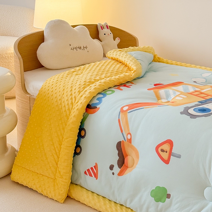 91家纺网 家纺一手货源 找家纺 嗨生活 2025新款针织棉豆豆被儿童豆豆被幼儿园豆豆被被子被芯 蓝色挖掘