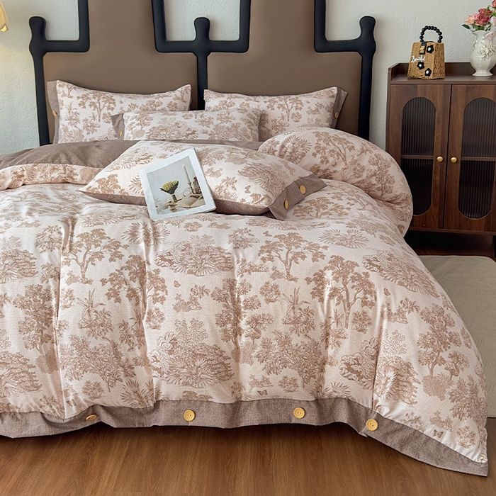 91家纺网 家纺一手货源 找家纺 丝芙妮家居（原乐视家纺） 2025新款原麻纽扣款四件套 时宜·纽扣款