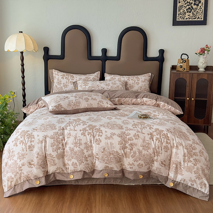 91家纺网 家纺一手货源 找家纺 丝芙妮家居（原乐视家纺） 2025新款原麻纽扣款四件套 时宜·纽扣款