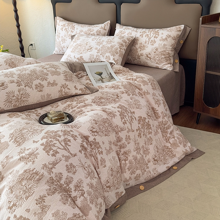 91家纺网 家纺一手货源 找家纺 丝芙妮家居（原乐视家纺） 2025新款原麻纽扣款四件套 时宜·纽扣款