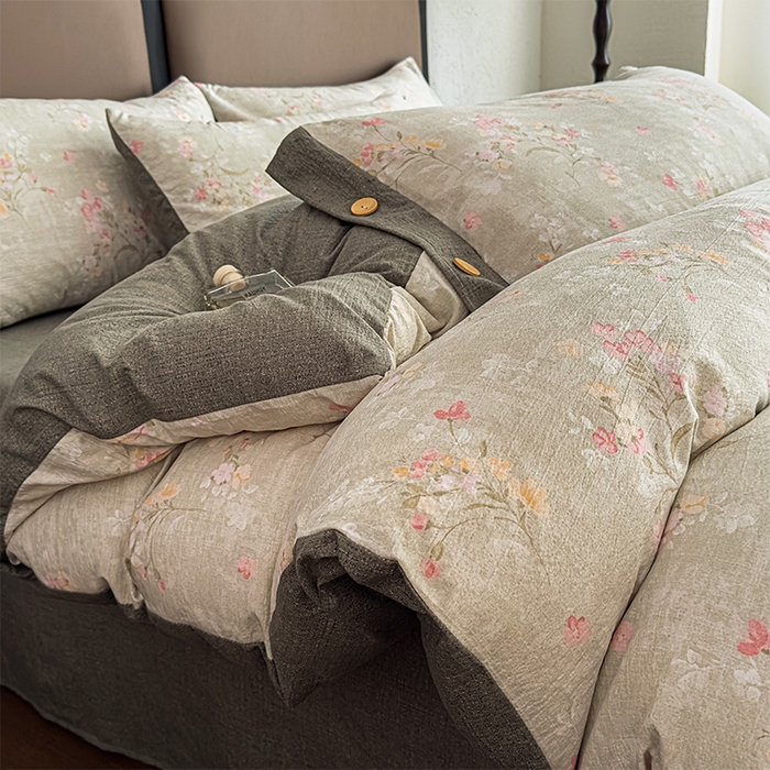 丝芙妮家居（原乐视家纺） 2025新款原麻纽扣款四件套 岁月留声·纽扣款