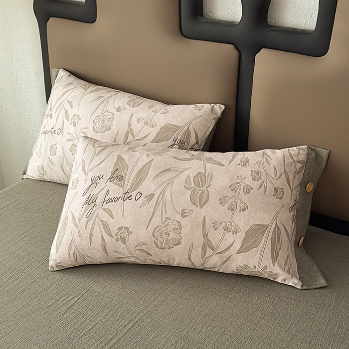 91家纺网 家纺一手货源 找家纺 丝芙妮家居（原乐视家纺） 2025新款原麻纽扣款四件套 叶新泽-绿·纽扣款