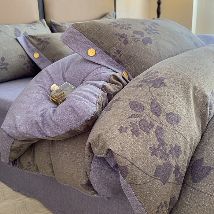 丝芙妮家居（原乐视家纺） 2025新款原麻纽扣款四件套 夜色未央·纽扣款