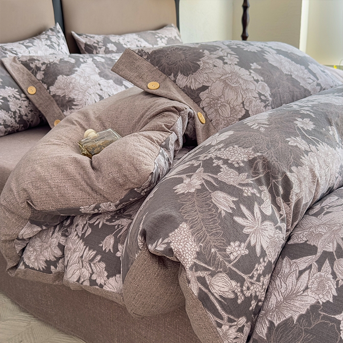 丝芙妮家居（原乐视家纺） 2025新款原麻纽扣款四件套 萤野·纽扣款