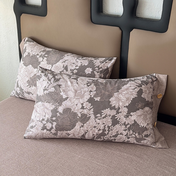 91家纺网 家纺一手货源 找家纺 丝芙妮家居（原乐视家纺） 2025新款原麻纽扣款四件套 萤野·纽扣款