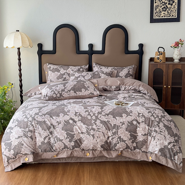 91家纺网 家纺一手货源 找家纺 丝芙妮家居（原乐视家纺） 2025新款原麻纽扣款四件套 萤野·纽扣款