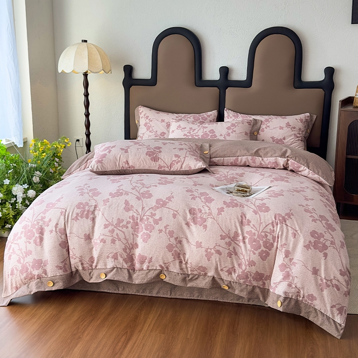 91家纺网 家纺一手货源 找家纺 丝芙妮家居（原乐视家纺） 2025新款原麻纽扣款四件套 云栖·纽扣款