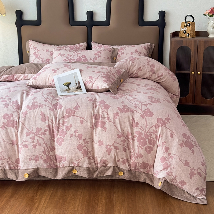 91家纺网 家纺一手货源 找家纺 丝芙妮家居（原乐视家纺） 2025新款原麻纽扣款四件套 云栖·纽扣款