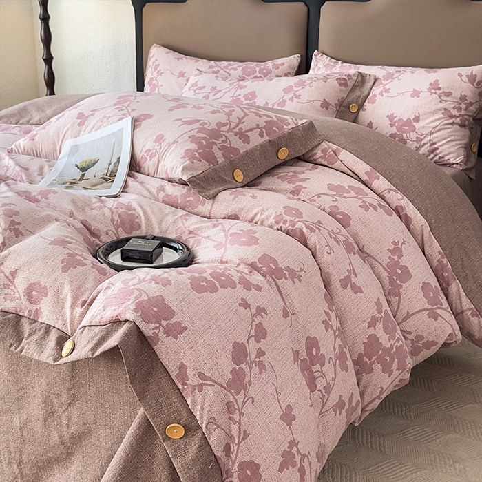 91家纺网 家纺一手货源 找家纺 丝芙妮家居（原乐视家纺） 2025新款原麻纽扣款四件套 云栖·纽扣款