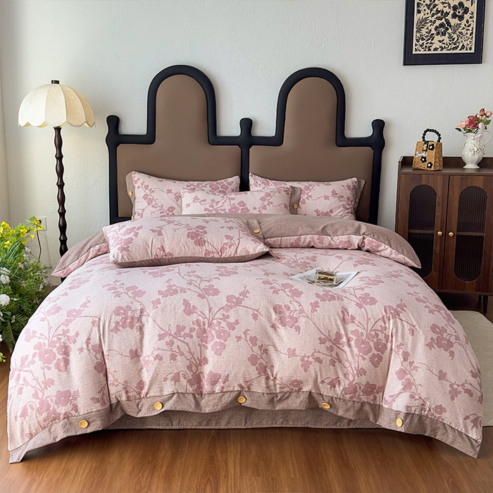 91家纺网 家纺一手货源 找家纺 丝芙妮家居（原乐视家纺） 2025新款原麻纽扣款四件套 云栖·纽扣款