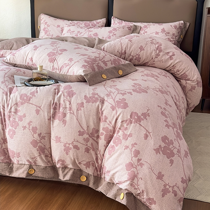 91家纺网 家纺一手货源 找家纺 丝芙妮家居（原乐视家纺） 2025新款原麻纽扣款四件套 云栖·纽扣款