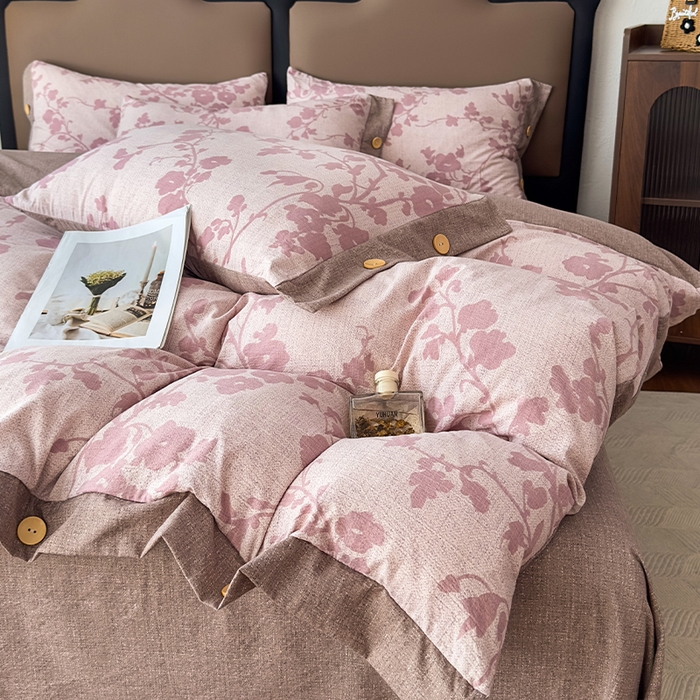 91家纺网 家纺一手货源 找家纺 丝芙妮家居（原乐视家纺） 2025新款原麻纽扣款四件套 云栖·纽扣款