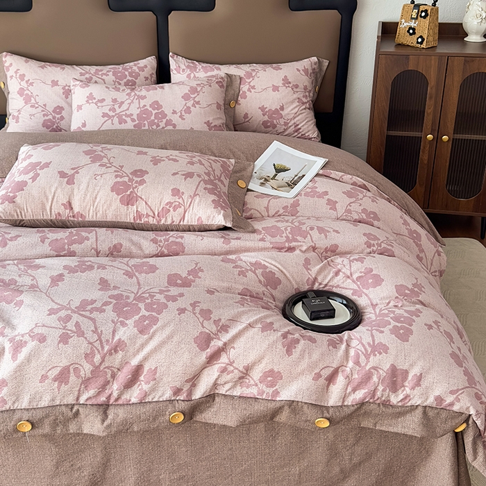 91家纺网 家纺一手货源 找家纺 丝芙妮家居（原乐视家纺） 2025新款原麻纽扣款四件套 云栖·纽扣款