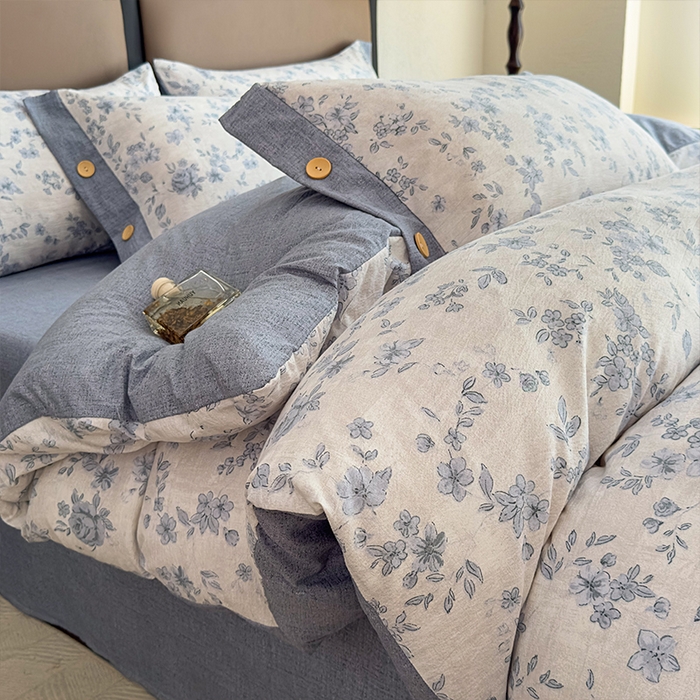 丝芙妮家居（原乐视家纺） 2025新款原麻纽扣款四件套 庄生晓梦·纽扣款