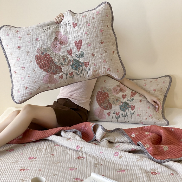 91家纺网 家纺一手货源 找家纺 麻依 2025新款软萌纱布床盖三件套（控价：229元） 哈尼小兔