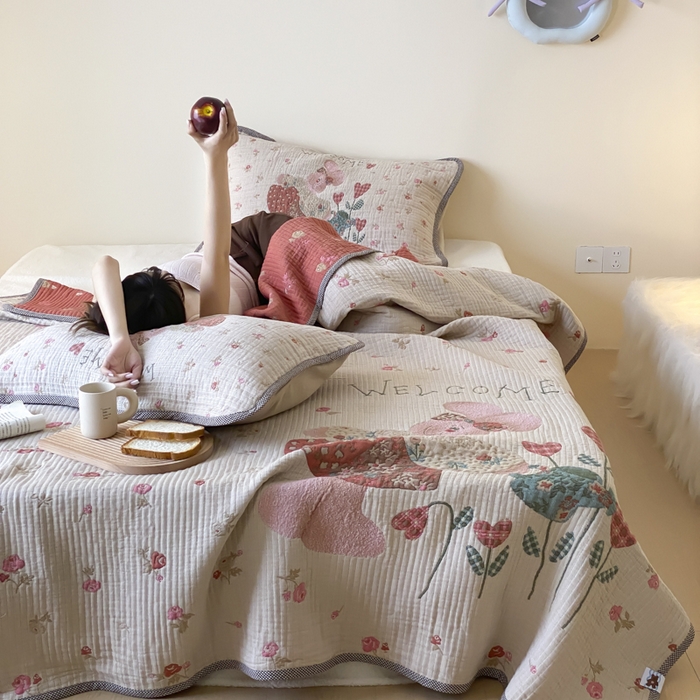 91家纺网 家纺一手货源 找家纺 麻依 2025新款软萌纱布床盖三件套（控价：229元） 哈尼小兔