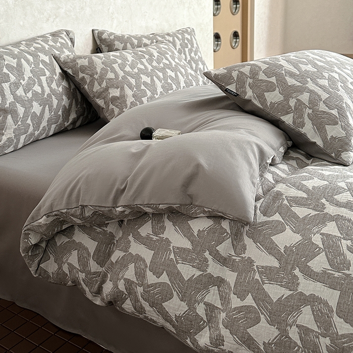 91家纺网 家纺一手货源 找家纺 宜代光年 2025新款60s水洗棉提花系列四件套-第三批 温差-灰