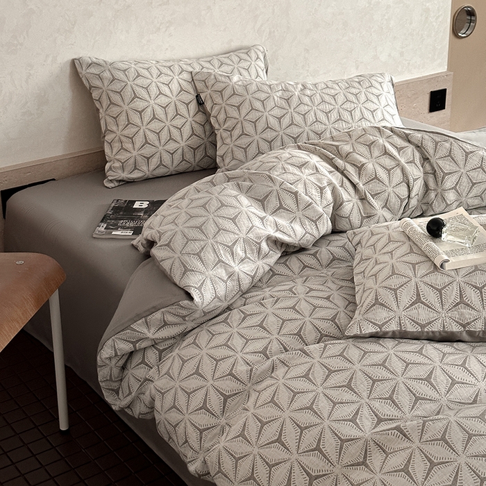 宜代光年 2025新款60s水洗棉提花系列四件套-第三批 雪片花-灰