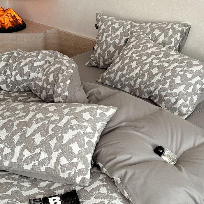 91家纺网 家纺一手货源 找家纺 宜代光年 2025新款60s水洗棉提花系列四件套-第三批 温差-灰