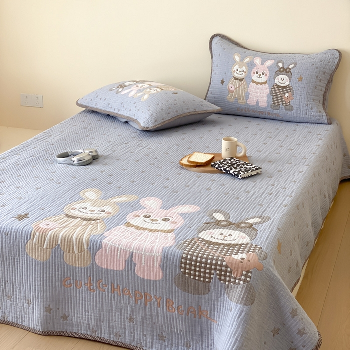 91家纺网 家纺一手货源 找家纺 麻依 2025新款软萌纱布床盖三件套（控价：229元） 伙伴拉布