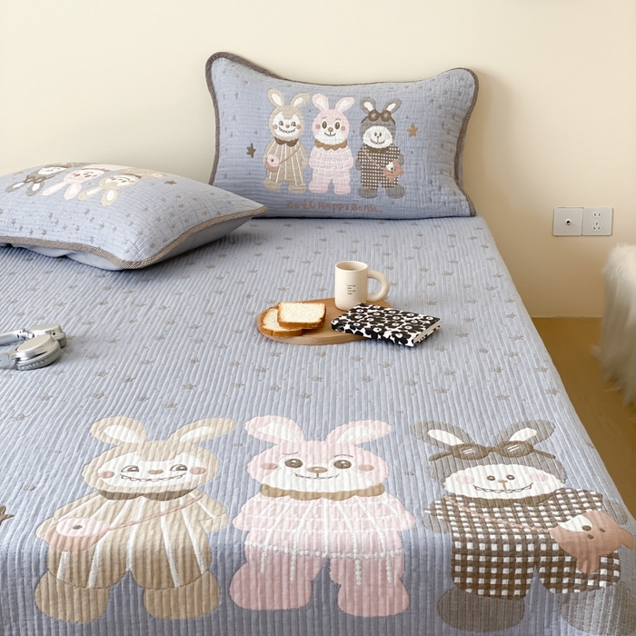 91家纺网 家纺一手货源 找家纺 麻依 2025新款软萌纱布床盖三件套（控价：229元） 伙伴拉布