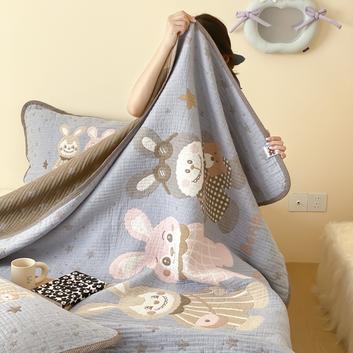 91家纺网 家纺一手货源 找家纺 麻依 2025新款软萌纱布床盖三件套（控价：229元） 伙伴拉布