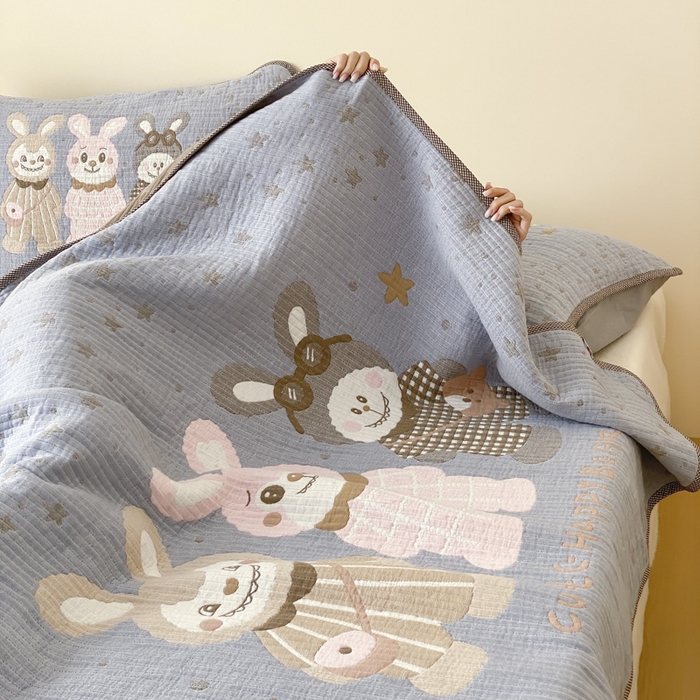 91家纺网 家纺一手货源 找家纺 麻依 2025新款软萌纱布床盖三件套（控价：229元） 伙伴拉布