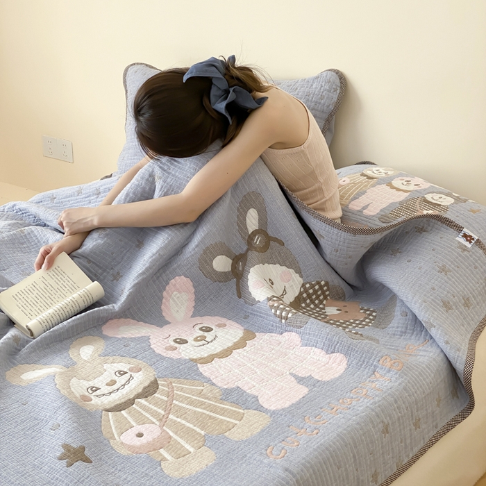 91家纺网 家纺一手货源 找家纺 麻依 2025新款软萌纱布床盖三件套（控价：229元） 伙伴拉布