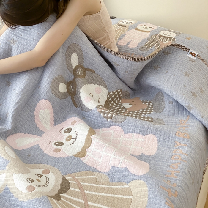 91家纺网 家纺一手货源 找家纺 麻依 2025新款软萌纱布床盖三件套（控价：229元） 伙伴拉布