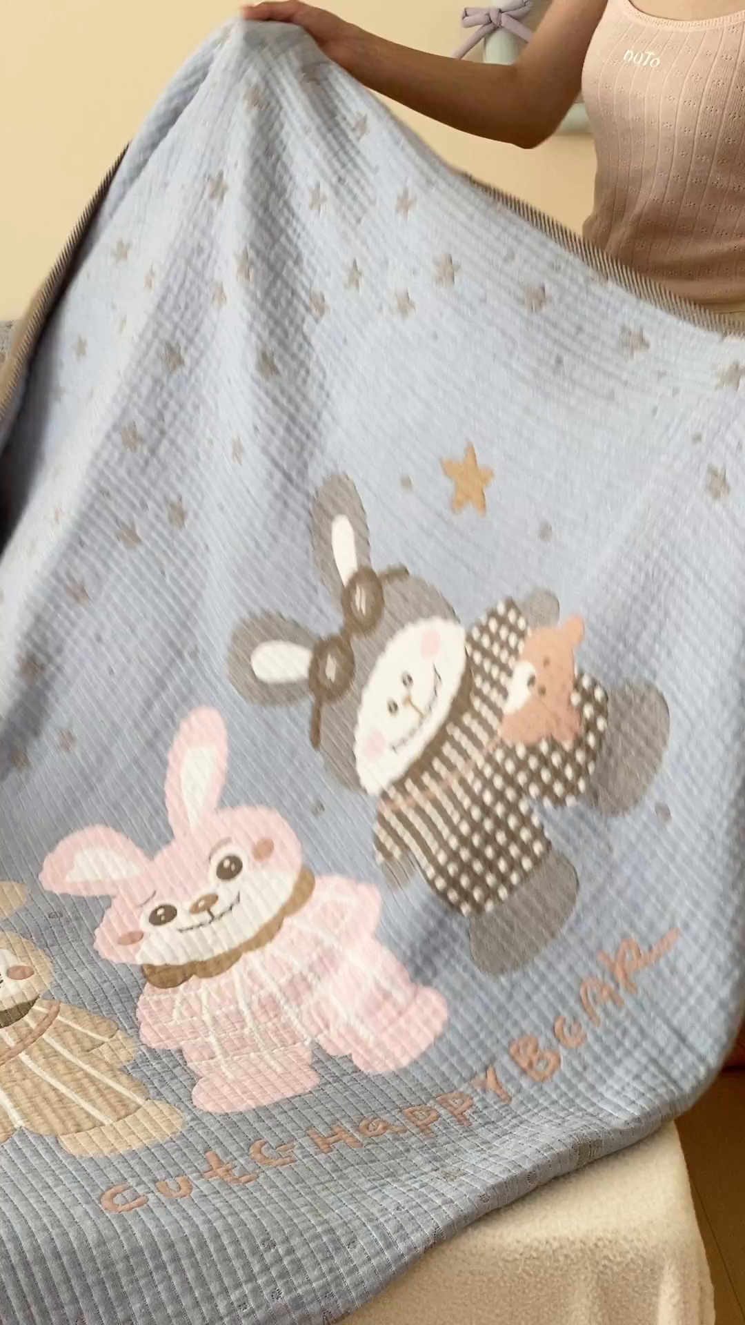 91家纺网 家纺一手货源 找家纺 麻依 2025新款软萌纱布床盖三件套（控价：229元） 伙伴拉布