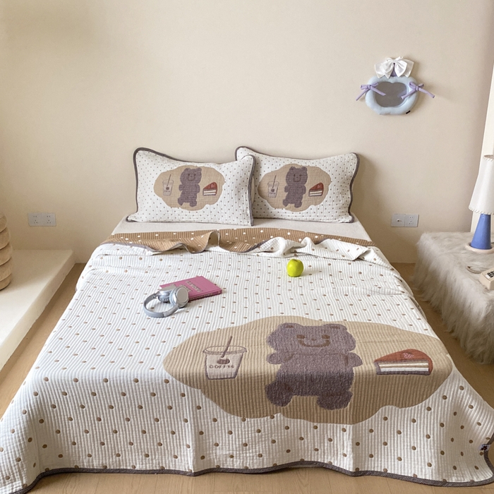 麻依 2025新款软萌纱布床盖三件套（控价：229元） 甜品熊